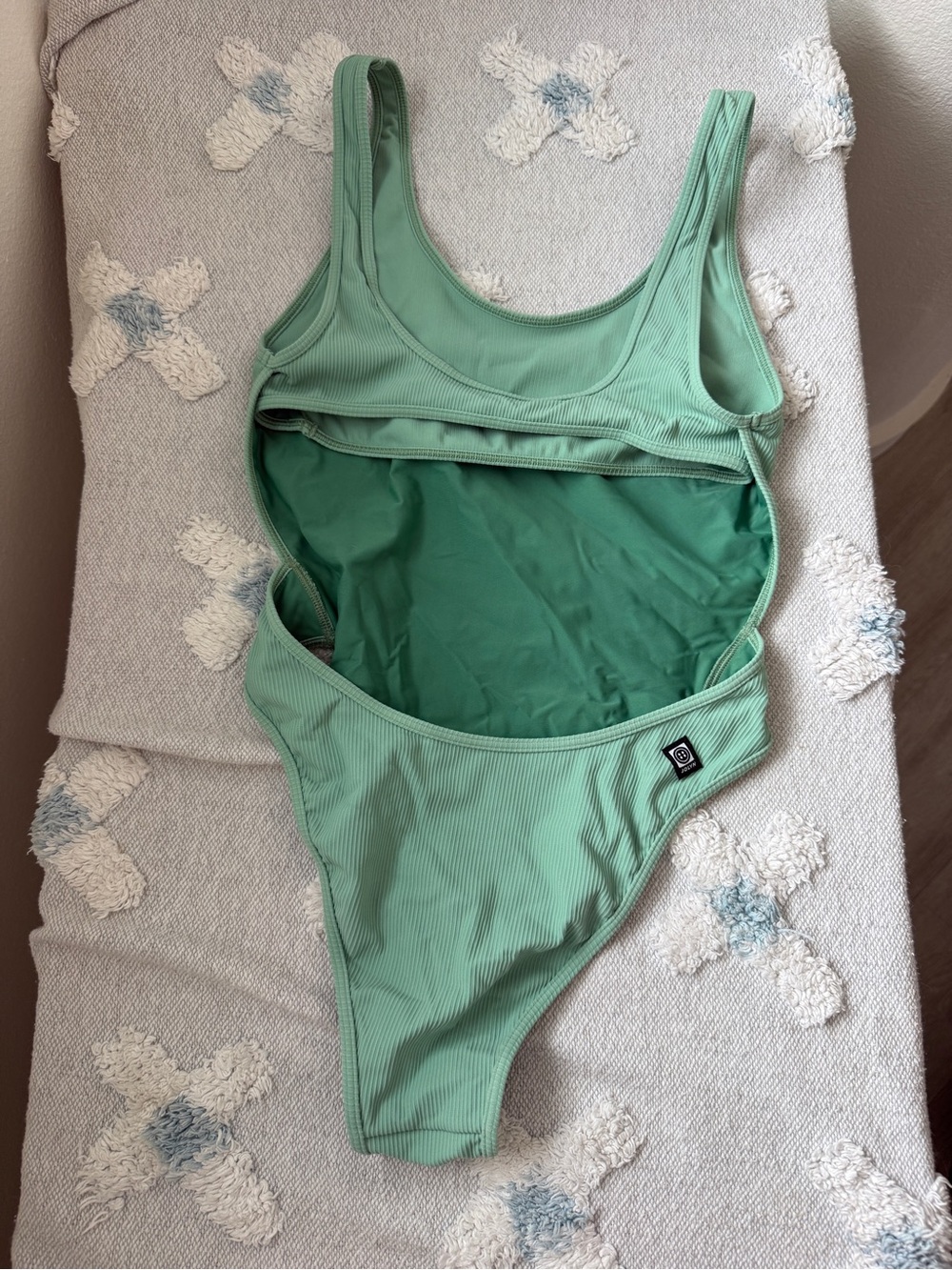 JOLYN Women’s Ribbed Scoop-Back One-Piece Swimsuit in Sage Green